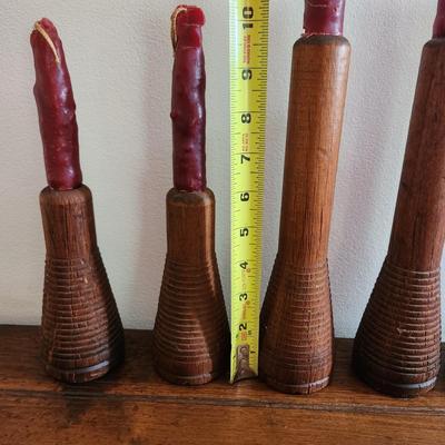 Vintage Spool Candle Holders & Serving Tray