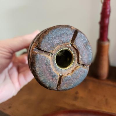 Vintage Spool Candle Holders & Serving Tray