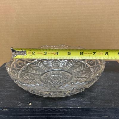 Sale Photo Thumbnail #259: Stunning flower basket console bowl, Near cut bowl, Princess House vegetable bowl, and Pilgrim cranberry optic creamer