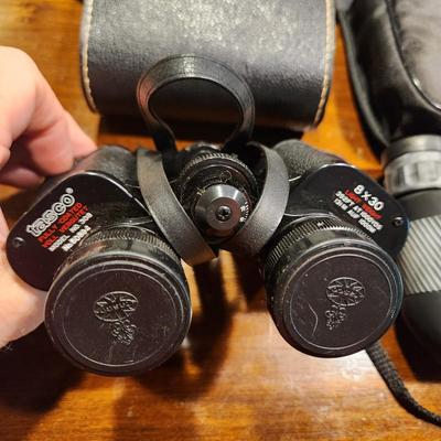 2 Set of Tasco 308 8x30 Binoculars w Case & Lumina Rubicon 8x-20x25cm