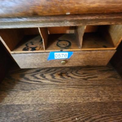 Vintage Oak Drop Front Secretary Desk