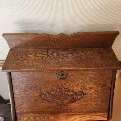 Vintage Oak Drop Front Secretary Desk
