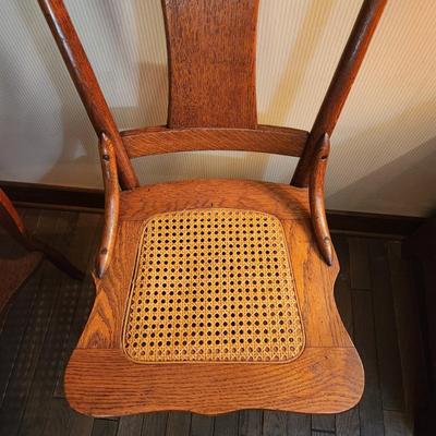 Vintage Pressed Back Oak Chair with Cane Seat