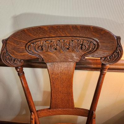 Vintage Pressed Back Oak Chair with Cane Seat