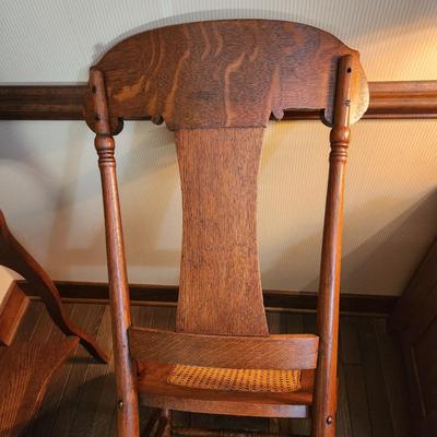 Vintage Pressed Back Oak Chair with Cane Seat