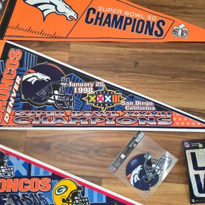 Denver Broncos Super Bowl Champions Pennant Lot – 4x Vintage + Extras