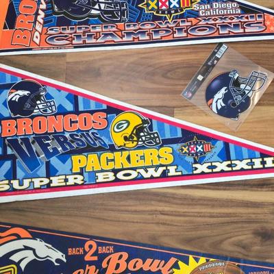 Denver Broncos Super Bowl Champions Pennant Lot – 4x Vintage + Extras