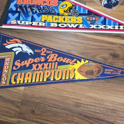 Denver Broncos Super Bowl Champions Pennant Lot – 4x Vintage + Extras