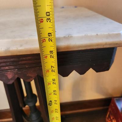 Victorian Walnut with Marble Top Side table 18x12x29