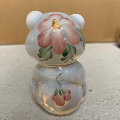 Sale Photo Thumbnail #281: Opal painted bear, 1996 plum mini bell, and September bear.