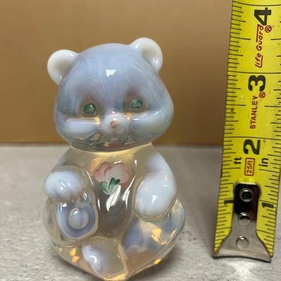 Sale Photo Thumbnail #280: Opal painted bear, 1996 plum mini bell, and September bear.
