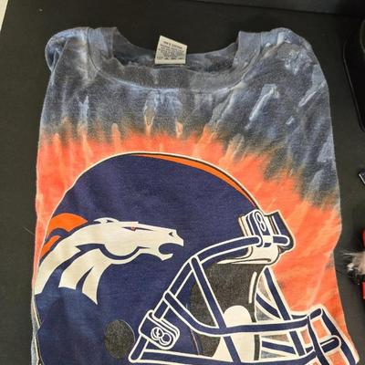 Denver Broncos Collectible Fan Lot – Vintage Tee, Toys, Ornaments, Vintage Power Pigskin football game & More