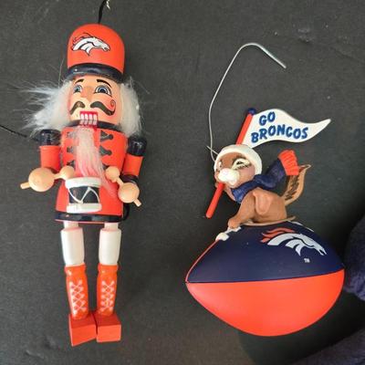 Denver Broncos Collectible Fan Lot – Vintage Tee, Toys, Ornaments, Vintage Power Pigskin football game & More