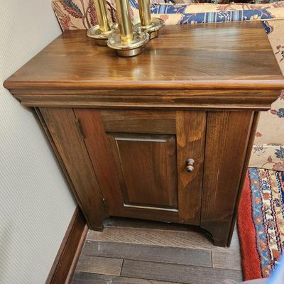 Pair of Solid Wood Side Tables Cabinet with Storage 22x12x25