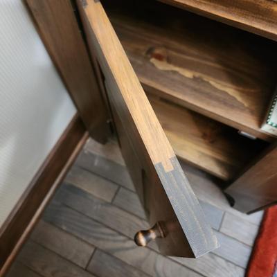 Pair of Solid Wood Side Tables Cabinet with Storage 22x12x25