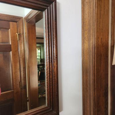 Large Heavy Wood Framed Mirror 41x22