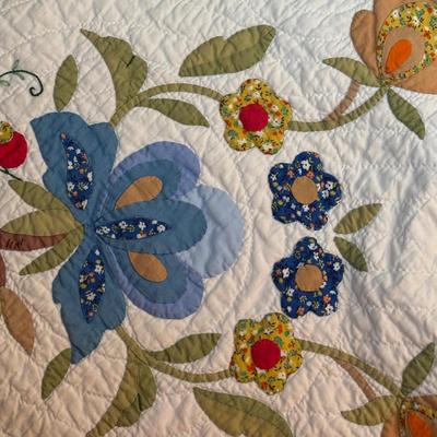 LOT 41X: 2 Handmade Bedspreads, Vintage Floral Hand Appliqued Quilts