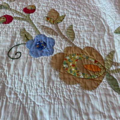 LOT 41X: 2 Handmade Bedspreads, Vintage Floral Hand Appliqued Quilts