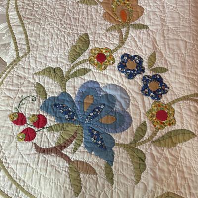 LOT 41X: 2 Handmade Bedspreads, Vintage Floral Hand Appliqued Quilts