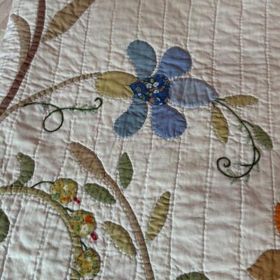 LOT 41X: 2 Handmade Bedspreads, Vintage Floral Hand Appliqued Quilts