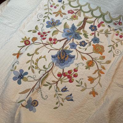 LOT 41X: 2 Handmade Bedspreads, Vintage Floral Hand Appliqued Quilts