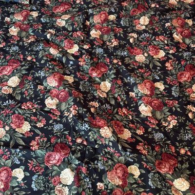 LOT 42X: Two Handmade Crafted Blankets & Pillow. Vintage Night Star Pattern Pillow With Black Background Peach/Pink Roses Floral Quilt