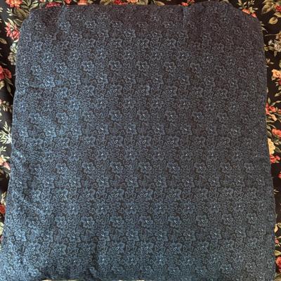LOT 42X: Two Handmade Crafted Blankets & Pillow. Vintage Night Star Pattern Pillow With Black Background Peach/Pink Roses Floral Quilt