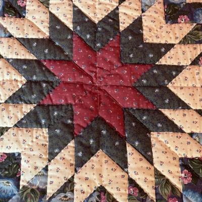 LOT 43X: 3 Vintage Hand-Crafted Quilts. Double Irish Chain Pattern, Repeating Star Pattern Against Dark Plaid Background & Stars...