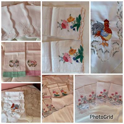 LOT 46X: Various Hand Embroidered Table Runners, Place Mats, Napkins and More!