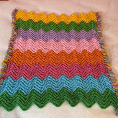 LOT 47X: Crocheted/Knitted Afghan Throws and Baby Bonnets and Sweater