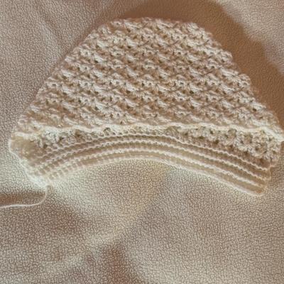 LOT 47X: Crocheted/Knitted Afghan Throws and Baby Bonnets and Sweater
