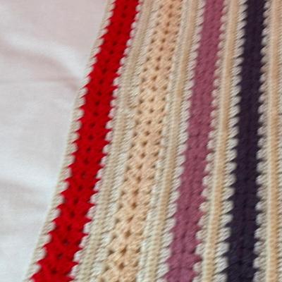 LOT 47X: Crocheted/Knitted Afghan Throws and Baby Bonnets and Sweater