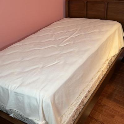 LOT 52X: Vintage White Furniture Co Walnut Twin Sized Wooden Bed Frame with Headboard and Footboard.