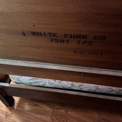LOT 52X: Vintage White Furniture Co Walnut Twin Sized Wooden Bed Frame with Headboard and Footboard.