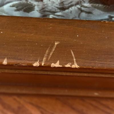 LOT 52X: Vintage White Furniture Co Walnut Twin Sized Wooden Bed Frame with Headboard and Footboard.