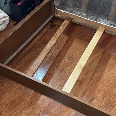 LOT 52X: Vintage White Furniture Co Walnut Twin Sized Wooden Bed Frame with Headboard and Footboard.