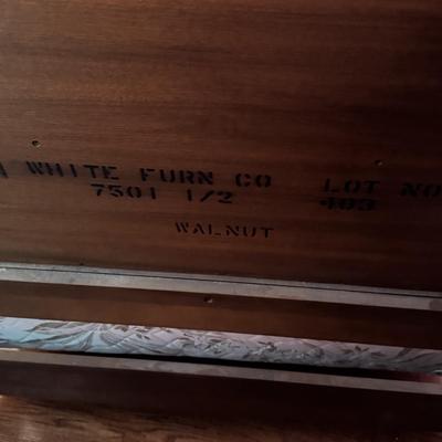 LOT 52X: Vintage White Furniture Co Walnut Twin Sized Wooden Bed Frame with Headboard and Footboard.
