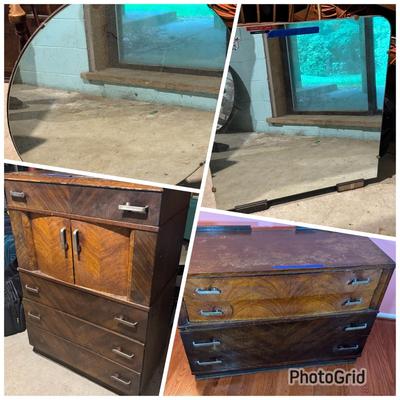 LOT 54X/B: Wooden Dressers (Williamsport Furniture Co) and 2 Mirrors