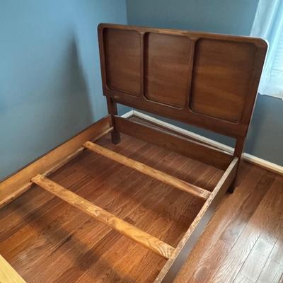 LOT 57Y: Vintage White Furniture Co Walnut Twin Sized Wooden Bed Frame with Headboard and Footboard
