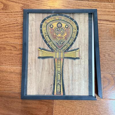LOT 62L: Framed Glittery Hieroglyph Egyptian Revival Artwork