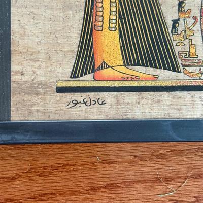 LOT 62L: Framed Glittery Hieroglyph Egyptian Revival Artwork