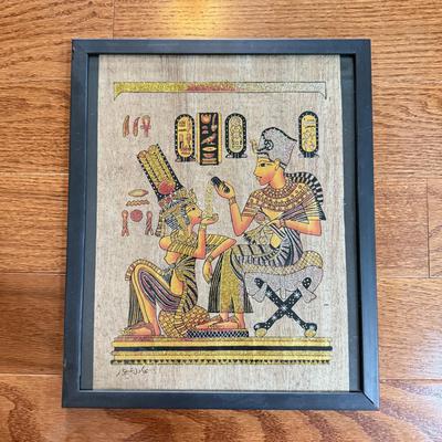 LOT 62L: Framed Glittery Hieroglyph Egyptian Revival Artwork