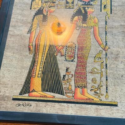 LOT 62L: Framed Glittery Hieroglyph Egyptian Revival Artwork