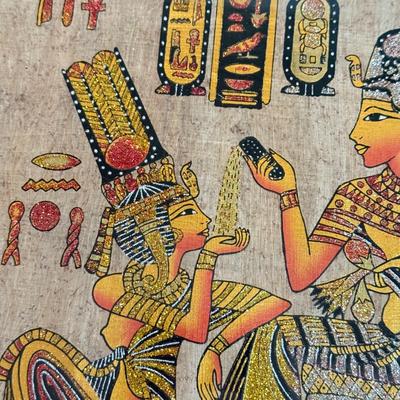 LOT 62L: Framed Glittery Hieroglyph Egyptian Revival Artwork