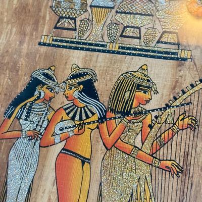 LOT 62L: Framed Glittery Hieroglyph Egyptian Revival Artwork