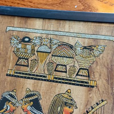 LOT 62L: Framed Glittery Hieroglyph Egyptian Revival Artwork