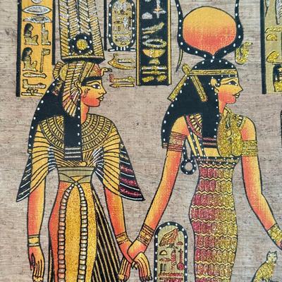 LOT 62L: Framed Glittery Hieroglyph Egyptian Revival Artwork