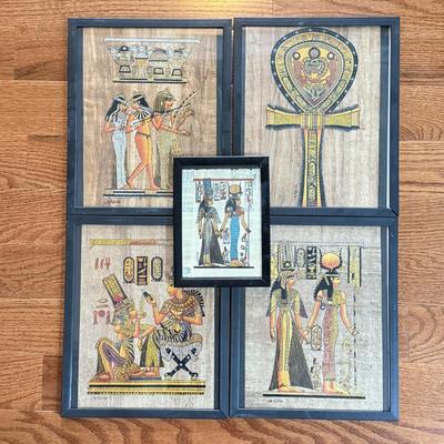 LOT 62L: Framed Glittery Hieroglyph Egyptian Revival Artwork