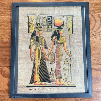 LOT 62L: Framed Glittery Hieroglyph Egyptian Revival Artwork