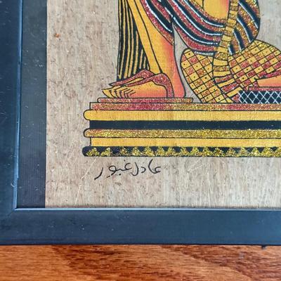 LOT 62L: Framed Glittery Hieroglyph Egyptian Revival Artwork